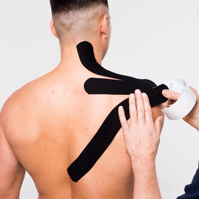 CureTape Sports | Kinesiology Tape for Muscle & Joint Pain | Elastic Therapeutic Tape | Waterproof Athletic Tape | Medical K Tape | 30% Stronger Adhesion | Black | 2inx16ft | (Pack of 1)