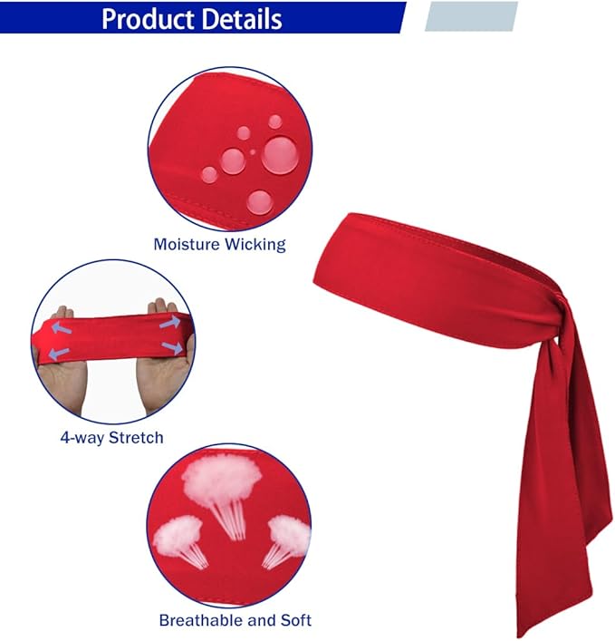 Sport Tie Headbands Tennis Head Tie for Men Women Sports Fans Ninja Soccer Basketball Teams Head Ties Halloween