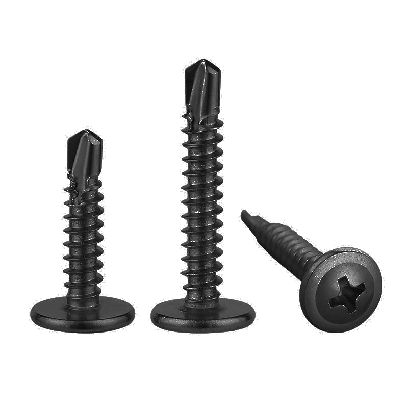 (350 pcs) Wensilon #10×1/2” for Sheet Metal Self-Tapping Screws 410 Black Stainless Steel Truss Head High-Strength Quick Tapping