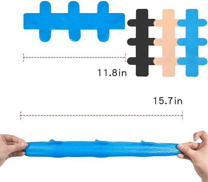 Precut Kinesiology Tape for Achilles Tendon, 12 Pcs Elastic Athletic Tape Leg Support Muscle Tape Patches, Waterproof Kinesiology Recovery Tape Precut Strips Latex-Free Sports Tape for Muscle Support