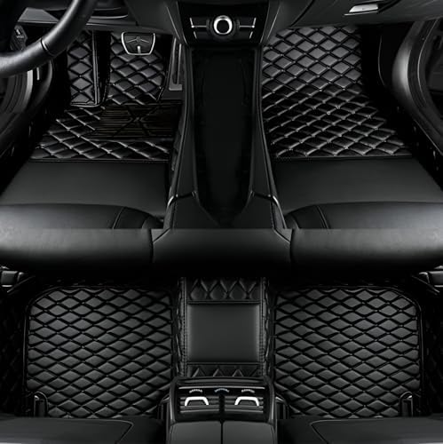Customized Personalized Car Mats - All Weather Men's and Women's Floor mats Suitable for 99% of vehiclesPads Protection Non-Slip Leather Floor Liners (Black)