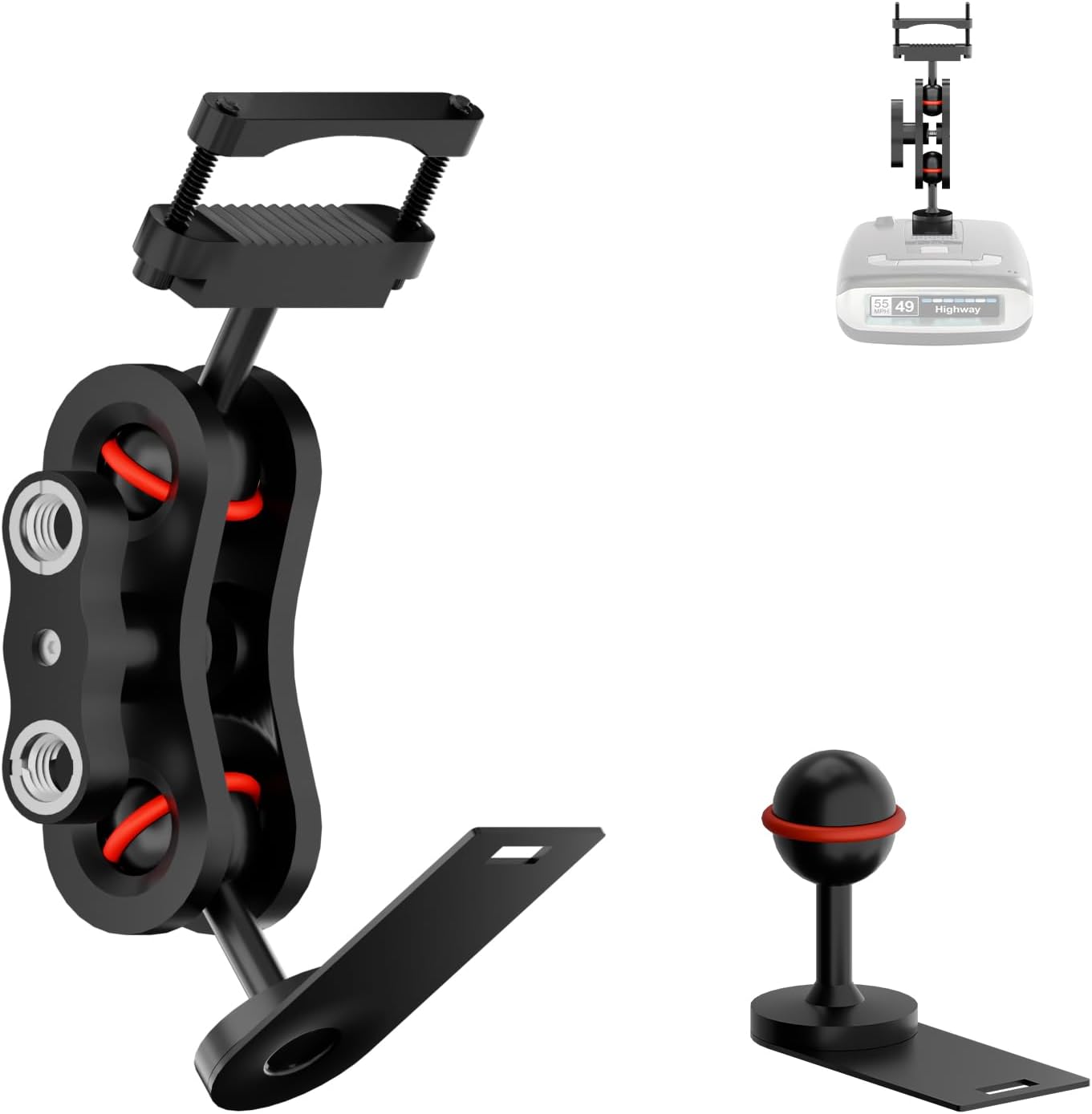 Radar Detector Mount, Aluminum Rearview Mirror Rod Radar Bracket, Suitable for Uniden Radar Model