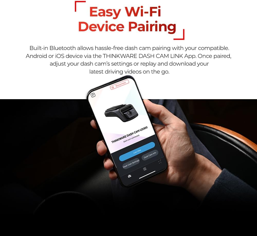 Thinkware 4K Dual Dash Cam, U3000 Front & Rear with Sony STARVIS 2, Radar Parking, Super Night Vision 4.0, Wi‑Fi, GPS