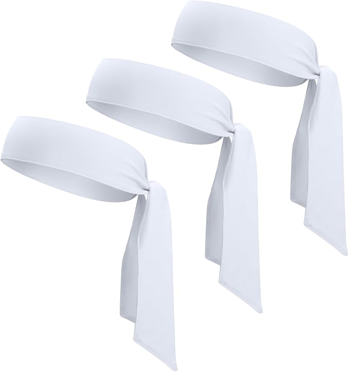 Head Ties Headband Sports Sweatband for Men Women, 3 Pack Adjustable Ninja Headband Karate Tie Back Sweat Wicking Workout Head Band for Basketball, Running, Tennis, Athletics
