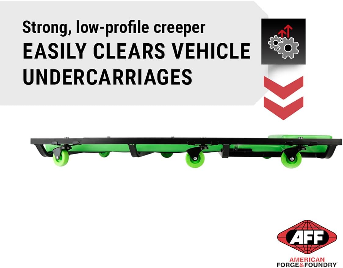 AFF Viking Mechanic's Creeper - Low Profile Fully Padded Design with Adjustable Head - Heavy Duty