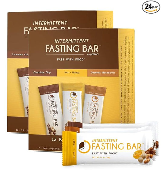 Prolon Fast Bars | Keto, Gluten Free, Dairy Free, Plant Based Protein, For Intermittent Fasting | Developed to Not Break a Fast | Variety Pack | Nuts & Honey, Chocolate Chip, Coconut Macadamia, 24 Ct