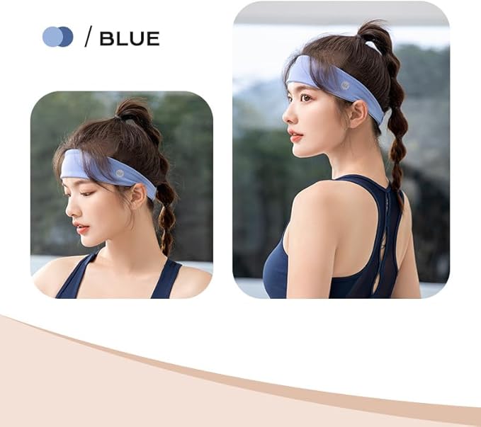 Women's Ice-Feeling Sports Headband Quick-Drying Cooling Sweatband Moisture Wicking Non Slip Exercise Sweat Band for Women Workout Running Tennis Yoga Fitness