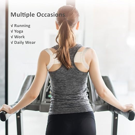 WEEOATAR Posture Corrector,Upper Back Brace Easy to Use,Highly Elastic Posture Trainer,Adjustable Back Straightener Brace,Posture Corrector Strap for Adults and Kids(Beige,S)