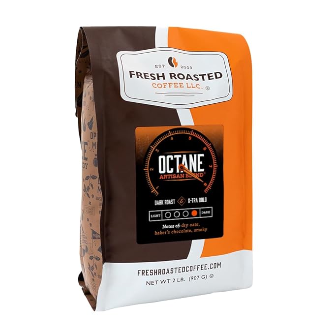 Fresh Roasted Coffee, Octane, 2 lb (32 oz), Dark Roast, Kosher, Whole Bean