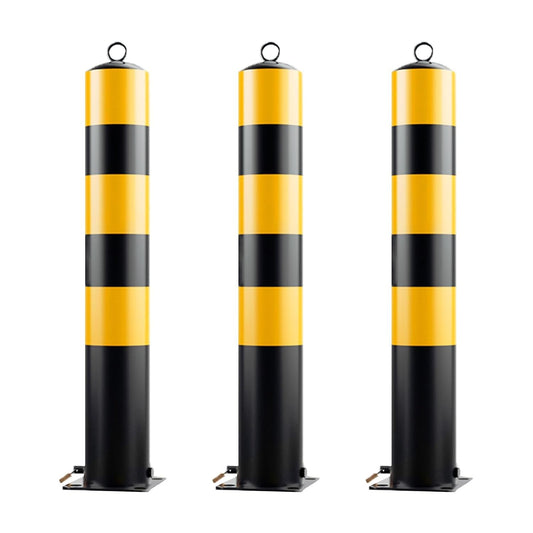 Steel Safety Bollard Post, with Lock Bollard Post Removable Security Posts, Parking Bollards, Parking Barriers Concrete, Powder Coat, for Parking Lot, Driveway and Sidewalk(Black (3pcs),50cm/19.7in)