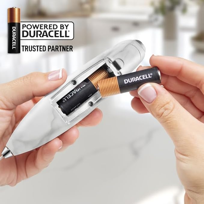 Zulay Powerful Milk Frother (4 Duracell Batteries Included) - Handheld Milk Frother Wand Drink Mixer for Coffee - Powerful Milk Foamer for Cappuccino, Frappe, Matcha & Coffee Creamer - Marble