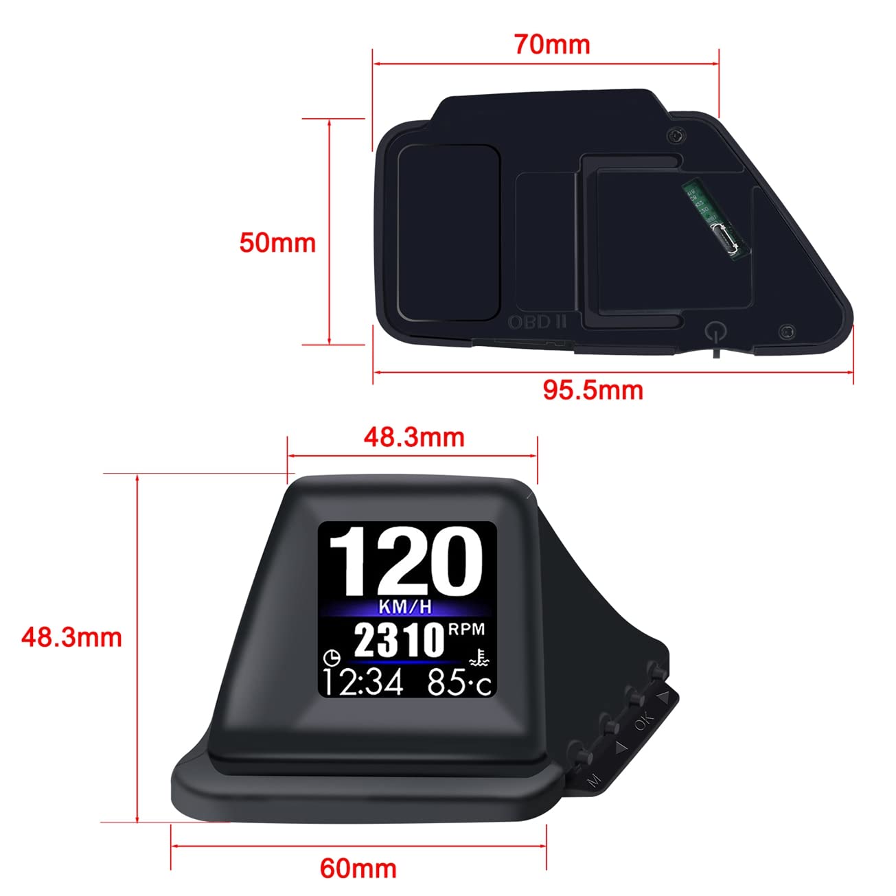 KAOLALI Head Up Display for Car Digital Speedometer Display GPS+OBD2 Dual System Smart Gauge MPH Clock RPM Over Speed Alarm Odometer for All Vehicle