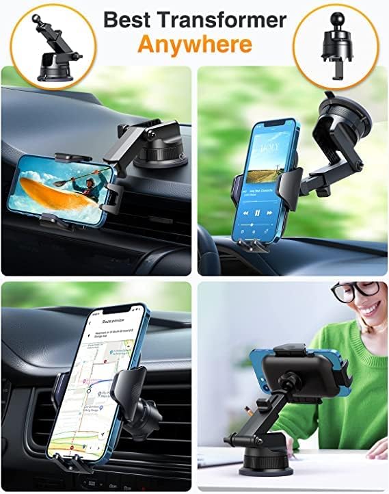 VANMASS [True Military-Grade] Car Phone Holder [Best Suction & Clip] Cell Phone Mount for Dashboard Windshield Vent Truck Cradle Dash Stand for iPhone 15 Pro Max 14 13 12 Android, White