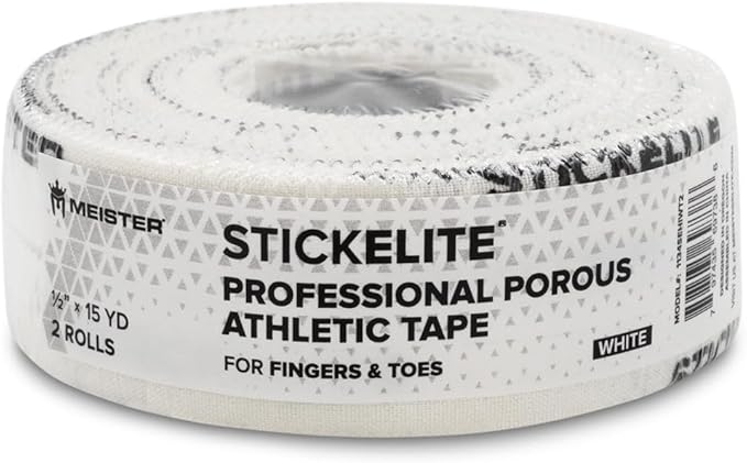 Meister StickElite Professional Porous Athletic Tape for Fingers & Toes - 15yd x 1/2" - White - 2 Rolls