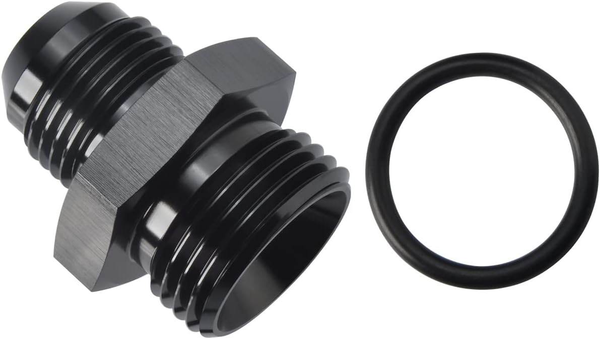 10AN Male Flare to 12AN ORB O-ring Boss Fuel Pump Rail Adapter Fitting Aluminum Black