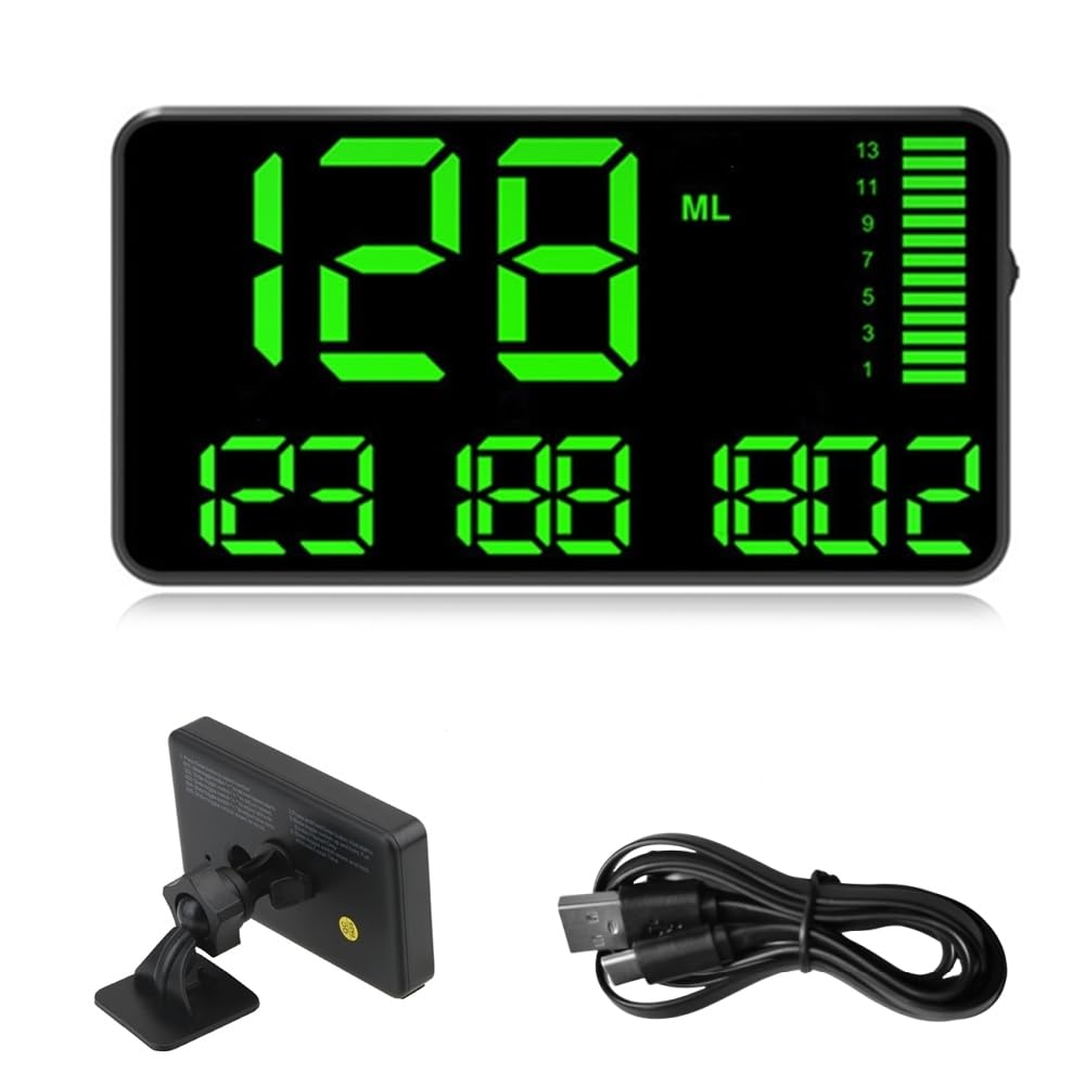 Digital GPS Speedometer Heads Up Display for Cars New HUD MPH Odometer Trip Meter for Trucks Golf cart All Vehicles, 5.3 Inch Big Screen, USB Cable Plug & Play (C90)