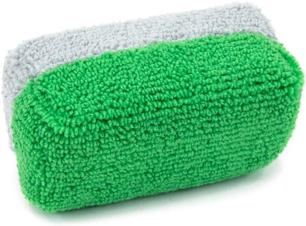 Autofiber Mini [Saver Applicator Terry] Ceramic Coating Applicator Sponge | 12 Pack | with Plastic Barrier to Reduce Product Waste. (Green/Gray)