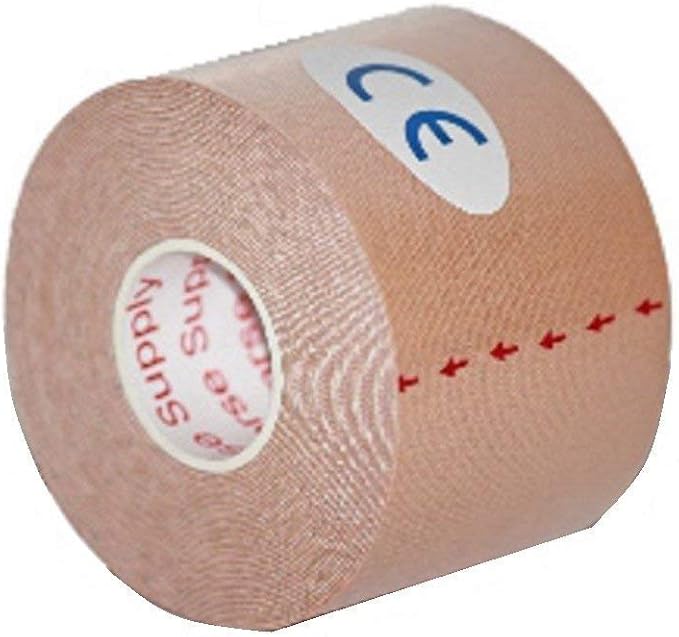 PreCut Kinesiology Tape Sport Pro (20 Pre Cut 10 Inch Strips per Roll) Athletic Recovery Muscle Support Physio TheWrapeutic Aid (Beige) (Single Roll)