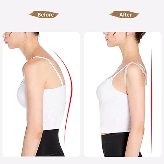 WEEOATAR Posture Corrector,Upper Back Brace Easy to Use,Highly Elastic Posture Trainer,Adjustable Back Straightener Brace,Posture Corrector Strap for Adults and Kids(Beige,M)