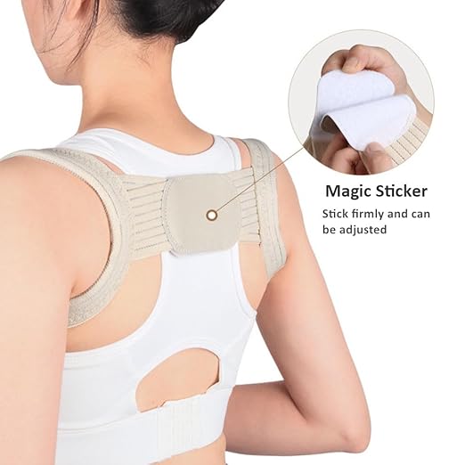 WEEOATAR Posture Corrector,Upper Back Brace Easy to Use,Highly Elastic Posture Trainer,Adjustable Back Straightener Brace,Posture Corrector Strap for Adults and Kids(Beige,S)