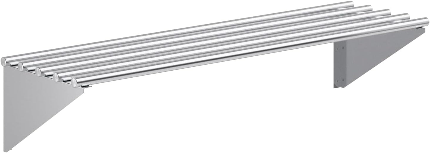 AmGood 14 in. x 48 in. NSF Stainless Steel Tubular Wall Shelf | Heavy-Duty Metal Shelving for Appliances & Equipment | Ideal for Kitchen, Restaurant, Garage, Laundry, Utility Room