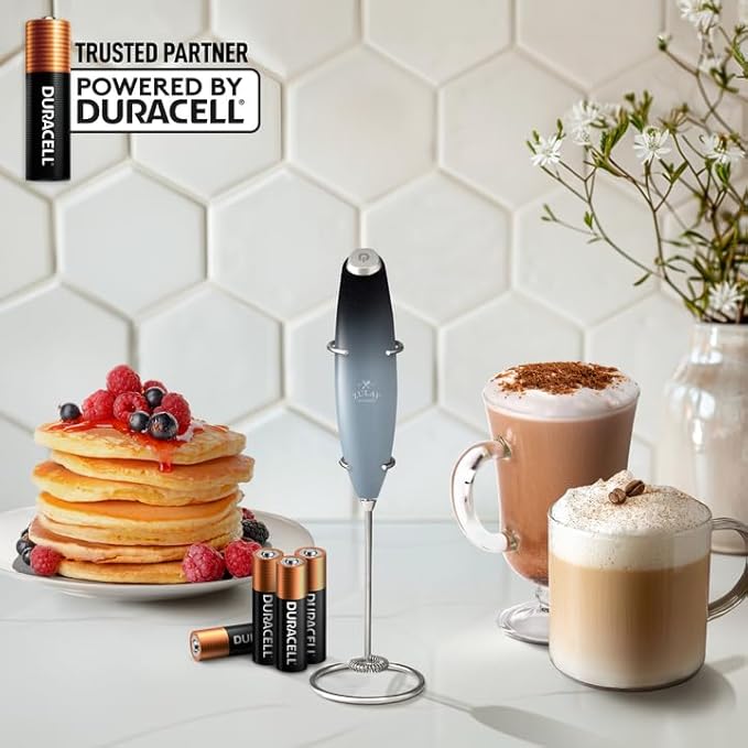 Zulay Powerful Milk Frother (4 Duracell Batteries Included) - Handheld Milk Frother Wand Drink Mixer for Coffee - Powerful Milk Foamer for Cappuccino, Frappe, Matcha & Coffee Creamer - Storm