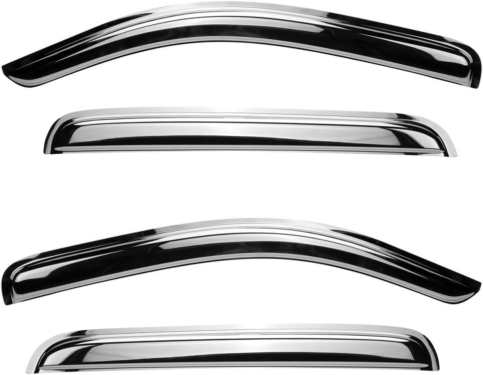 94167Y Chrome Side Window Visor Wind Vent Deflector for 2010-2017 GMC Terrain,4pcs Outside Mount Style Chrome Nice Shade Sun Rain Guards Set