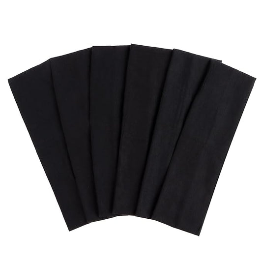 DERAYEE Headbands for Women, 6 Pcs Black Elastic Headbands Soft Fabric Non Slip Hair Bands for Women Yoga Sports Workout (9 x 2.5 Inch)