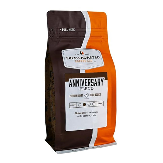 Fresh Roasted Coffee, Anniversary Blend, 12 oz, Medium Roast, Kosher, Whole Bean