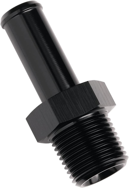 3/8 NPT Male to 1/2" Hose Barb Fitting Adapter Nipple Straight Aluminum Black