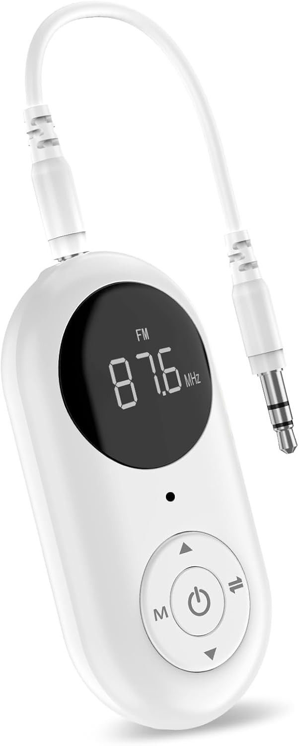 Airplane Bluetooth 5.3 Transmitter for All Headphones - Bluetooth Adapter for TV - Dual Connection- aptX Low Latency - Flying Travel,Long Flight Essentials - Wireless Audio Aux for MP3,Gym,Game,PC