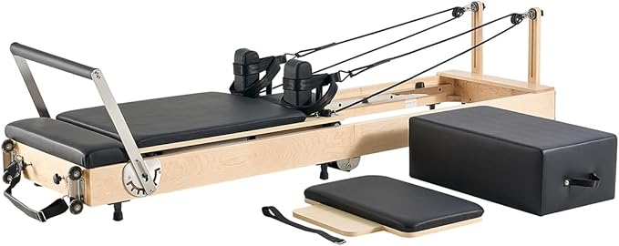 VEVOR Pilates Reformer Machine, Pilates Workout Equipment for Home Gym Studio Use, Pilates Bed with Dual Resistance- Spring & Cord, Reformer Set, Up to 400 LBS