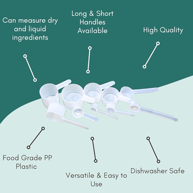 25 mL (5 Teaspoon) Long Handle Scoop for Measuring Coffee, Pet Food, Grains, Protein, Spices and Other Dry Goods (Pack of 5)