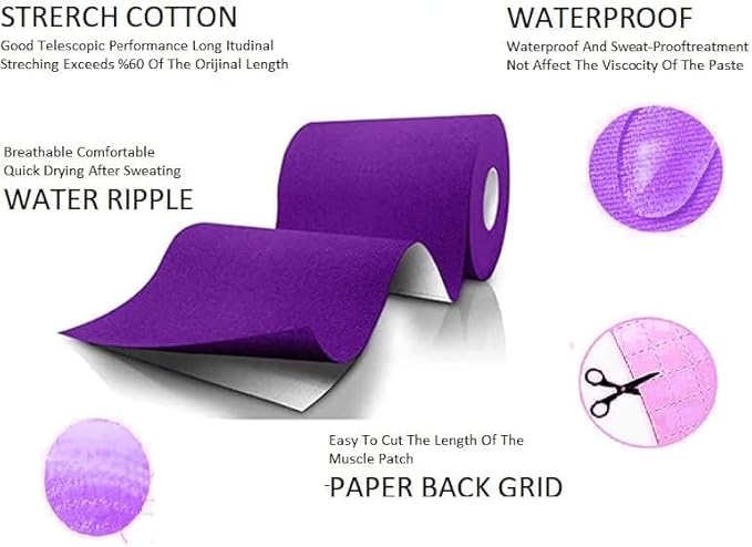 Extra Wide Kinesiology Tape | Waterproof & Latex-Free | 4" Continuous Roll Athletic Tape for Muscle & Joint Support | Elastic Therapeutic Tape for Injury Recovery & Pain Relief | 4 inch x 16 feet |