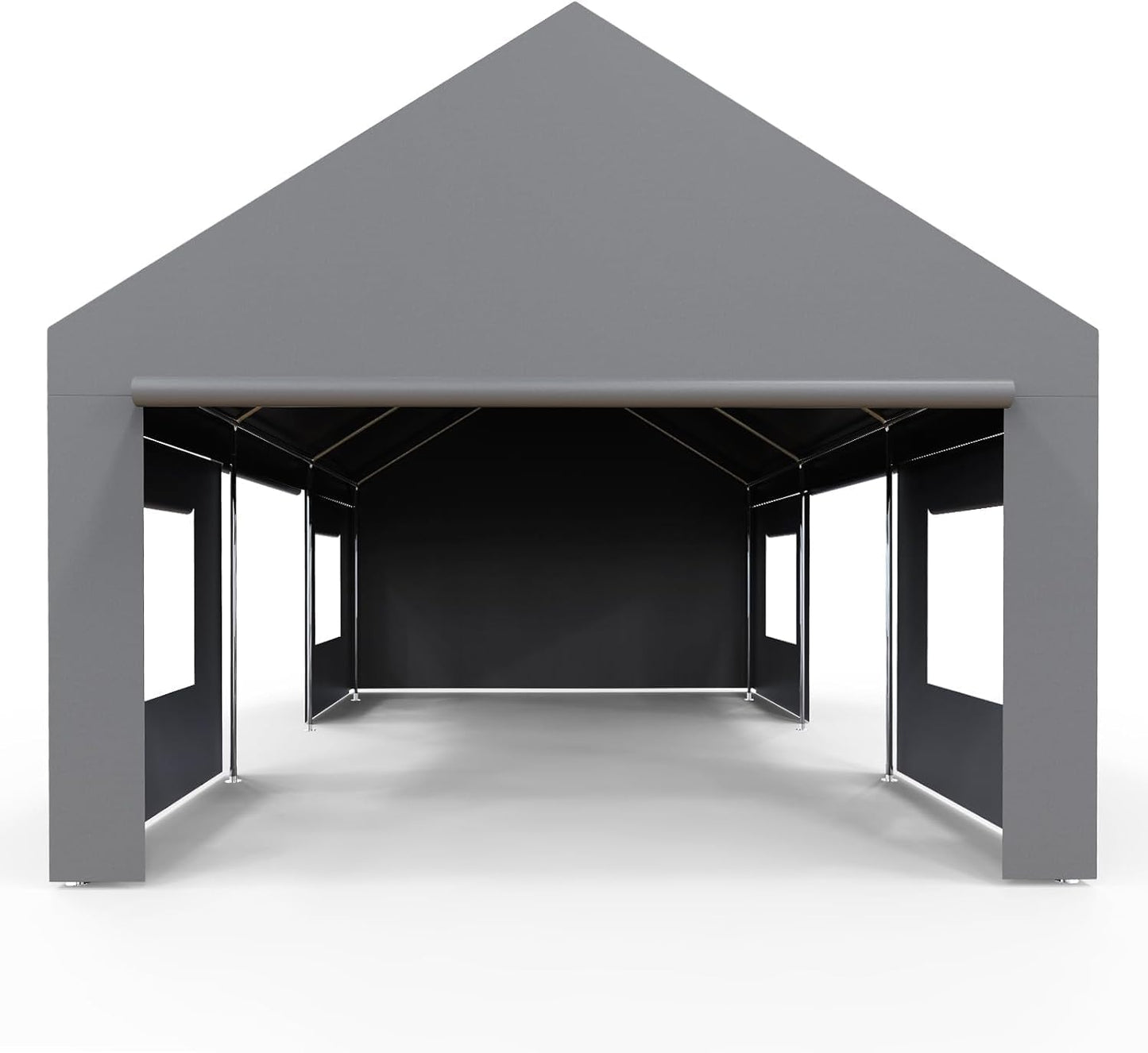 Heavy Duty Carport 13x20 FT Oversized Portable Garage with 4 Doors & 4 Windows, Reinforced Frame, All Weather Protection Outdoor Shelter Canopy for Cars, Boats, Trucks, BBQ and Gatherings (Gray)