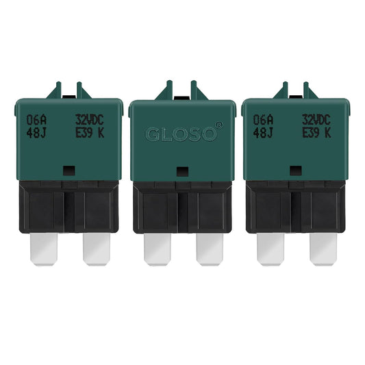 GLOSO Circuit Breaker E39 (T3) Manual Reset Fuse For Car Truck RV Automotive Marine Boat Trolling motor & Custom Wiring Audio battery protection/Low Profile ATC/ATO (6A - 3 Pack)