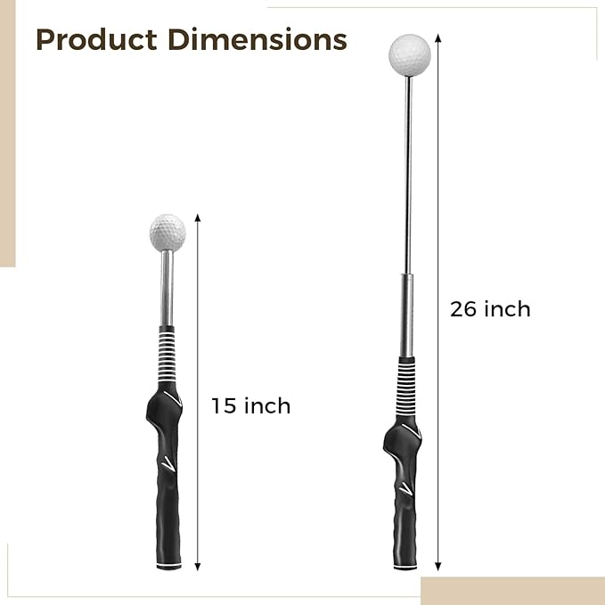 Stainless Steel Retractable Golf Swing Trainer, Adjustable Golf Grip Aid for Swing Training, Indoor and Outdoor Use, Improve Stability, Speed, Accuracy