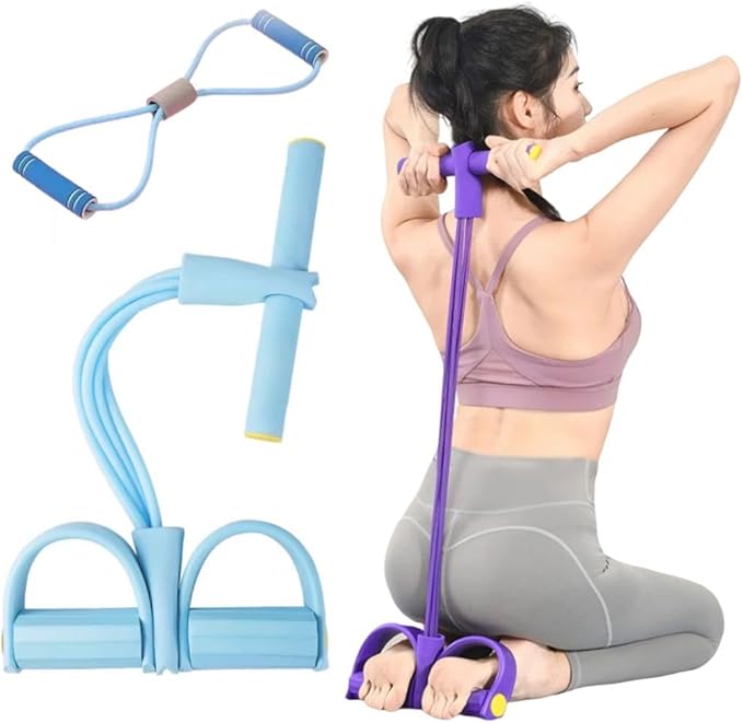 6 Tube Pedal Ankle Puller with 8 Shape Resistance Band, Fitness Resistance Bands for Women, Exercise Bands with Handles, Workout Bands for Abdomen, Waist, Leg, Hip