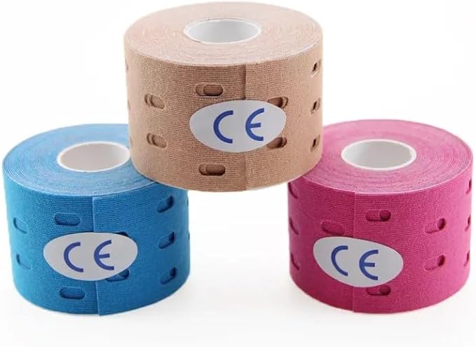 Punch Hole Cotton Waterproof Therapeutic Kinesiology Tape for Support & Recovery, Sports, Pain Relief, Beige