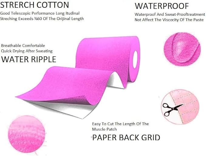 Extra Wide Kinesiology Tape | Waterproof & Latex-Free | 4" Continuous Roll Athletic Tape for Muscle & Joint Support | Elastic Therapeutic Tape for Injury Recovery & Pain Relief | 4 inch x 16 feet |