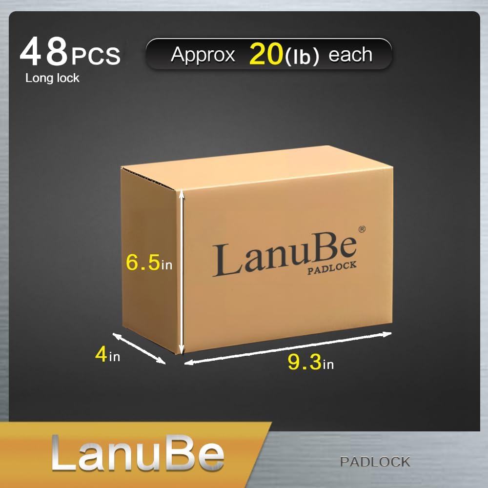 LanuBe Laminated Padlock 1-9/16inch (40mm) Long Shackle 48 Pack Keyed Alike, Blue Plastic Hoop, Bulk Locks for Warehouse, School
