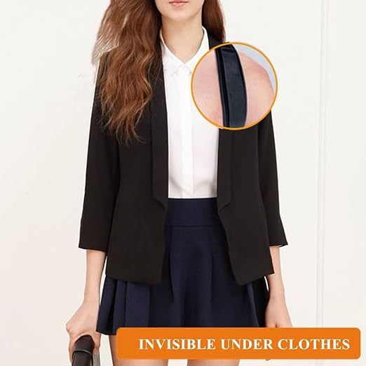 WEEOATAR Upper Back Brace Posture Corrector Posture Trainer, Breathable, Adjustable, Easy to Use with Magic Stickers, 4 Back Straps Back Straightener for Adults and Kids (Black, XXL)