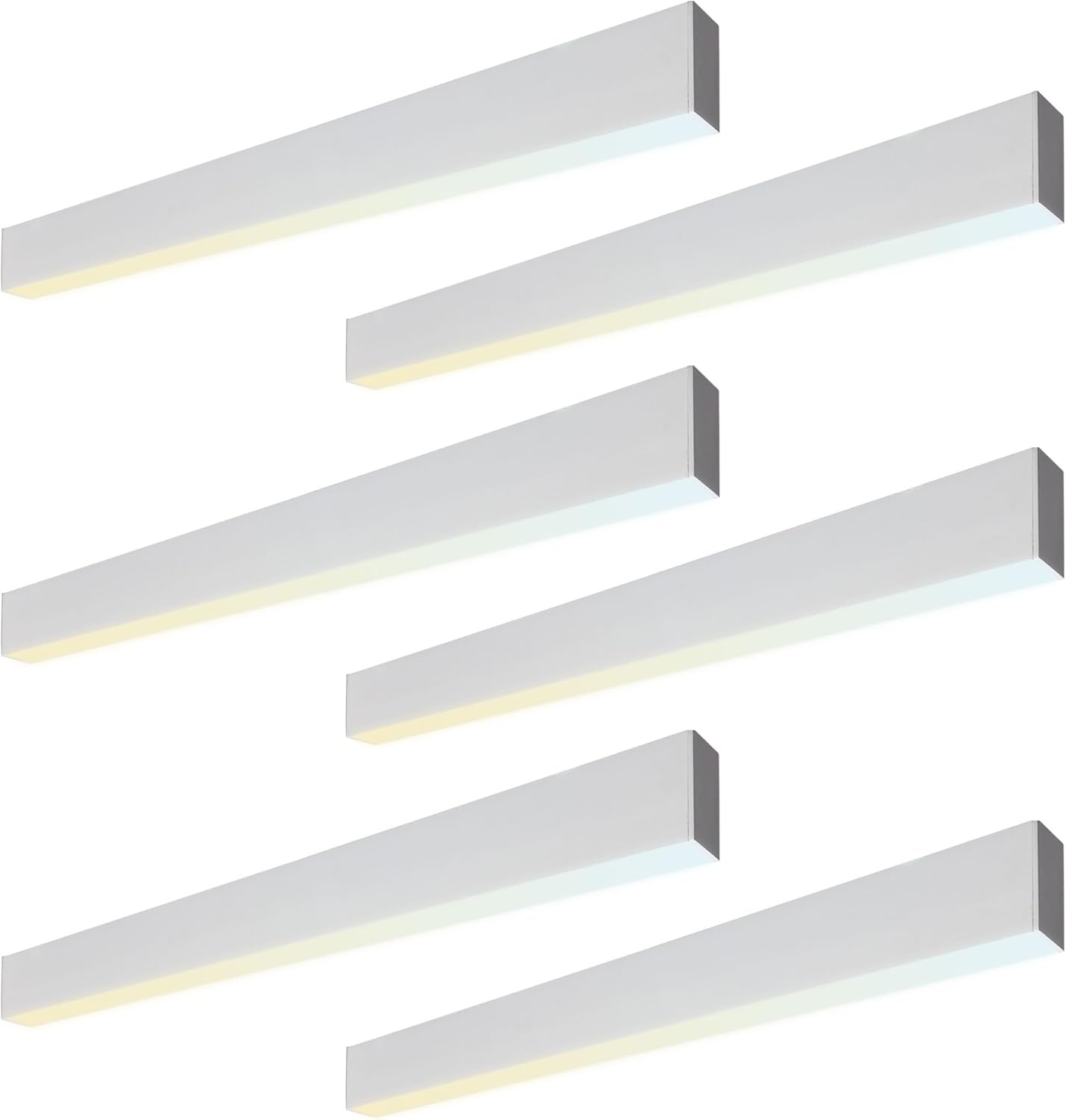 6PK 4FT LED Linear Light, 40W Down 15W Up Light, 3000/3500/4000/5000K CCT Selectable, Commercial Linear Lighting Fixture for Office, Dimmable Suspended Shop Lighting