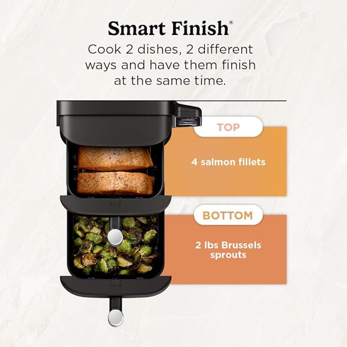 Ninja Air Fryer, 8 QT DoubleStack 2-Basket, Space Saving Design, Cooks 2lb Chicken Wings, Feeds up to 6 People, 6-in1 Air Fryer, Roast, Bake & More, Easy to Clean, Dishwasher Safe Parts, Black, SL201