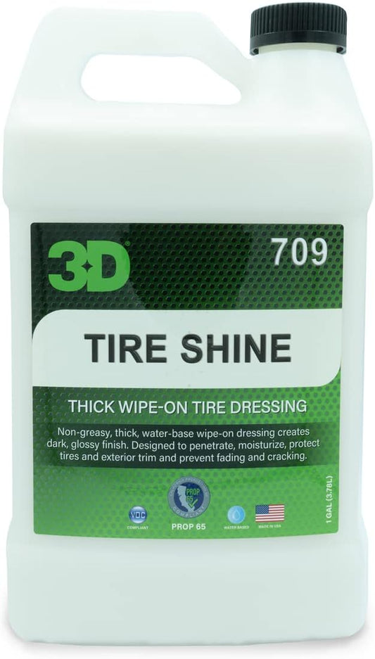 3D Tire Shine Gel – Water-Based, High Gloss Tire Dressing | Non-Greasy, Long Lasting Finish for Rubber, Trim & Vinyl | Easy Gel Application | Car Detailing |1 Gallon