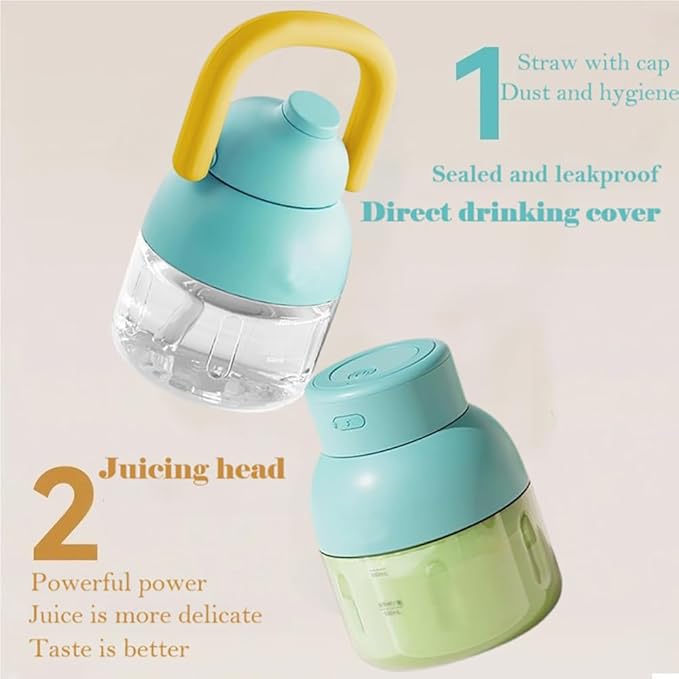 41oz,Portable Blender for Shakes and Smoothies, Leak-proof Water Bottle with Removable Straw, Handle, Lid and Shoulder Strap, BPA-free, Type-C Rechargeable, Cordless Portable Juicer，Blue