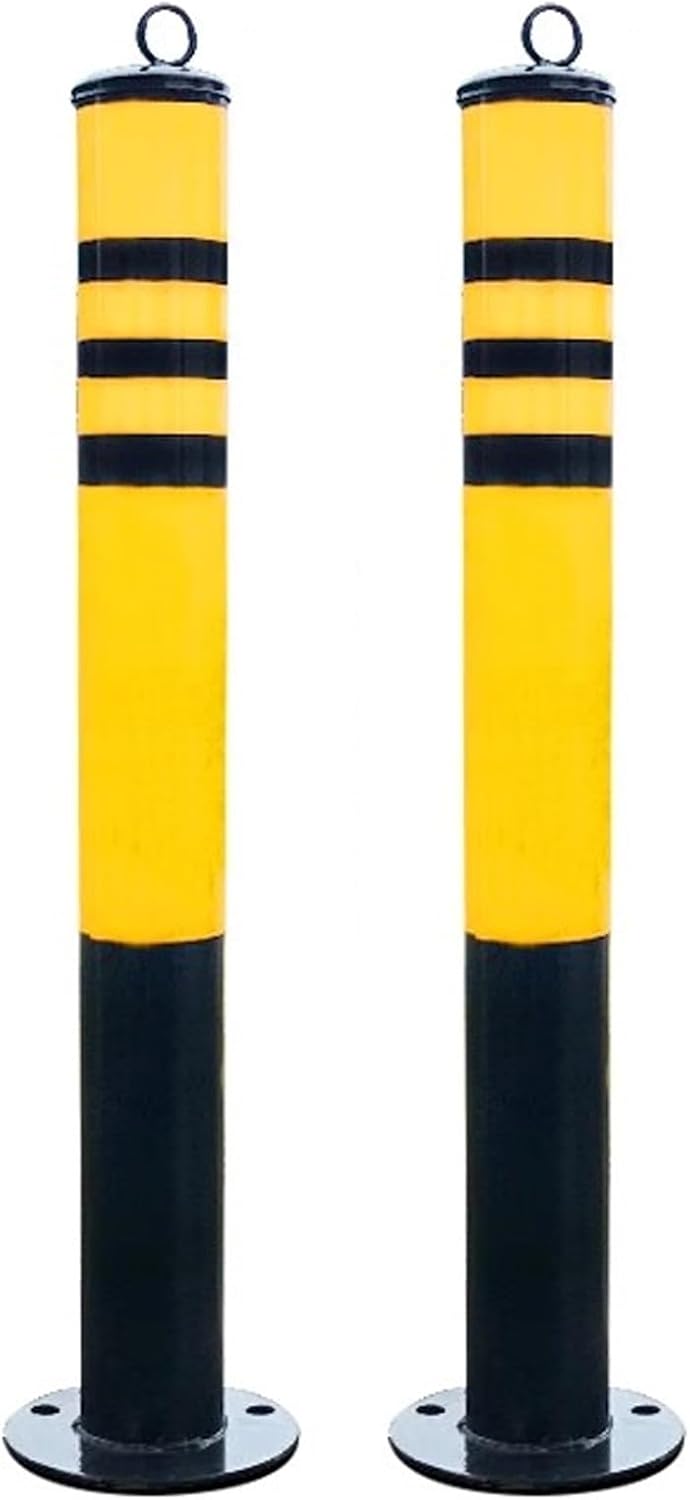 Safety Bollard, Driveway Barrier, Parking Stopper for Garage, Steel Car Parking Protection Posts, Caution Cones, Perfect for Traffic-Sensitive Area(Yellow A(2PCS))