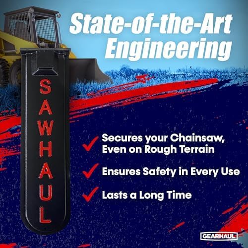 SawHaul Universal Tractor Chainsaw Holder - Made in Kansas USA - Fixed Mount Chainsaw Carrier (20" Red) Compatible w/All Brands