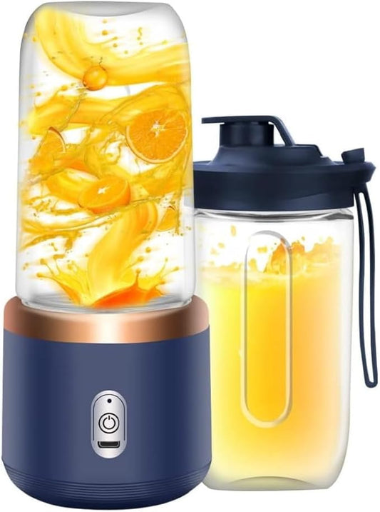 Personal Blender for Shakes & Smoothies, 400ml – 2 To-Go Portable Cups & Lids, Easy Clean, High-Speed Mixer for Juices, Kitchen, Baby Food – Powerful Motor, Safe Double Tap, Portable Design (Blue)