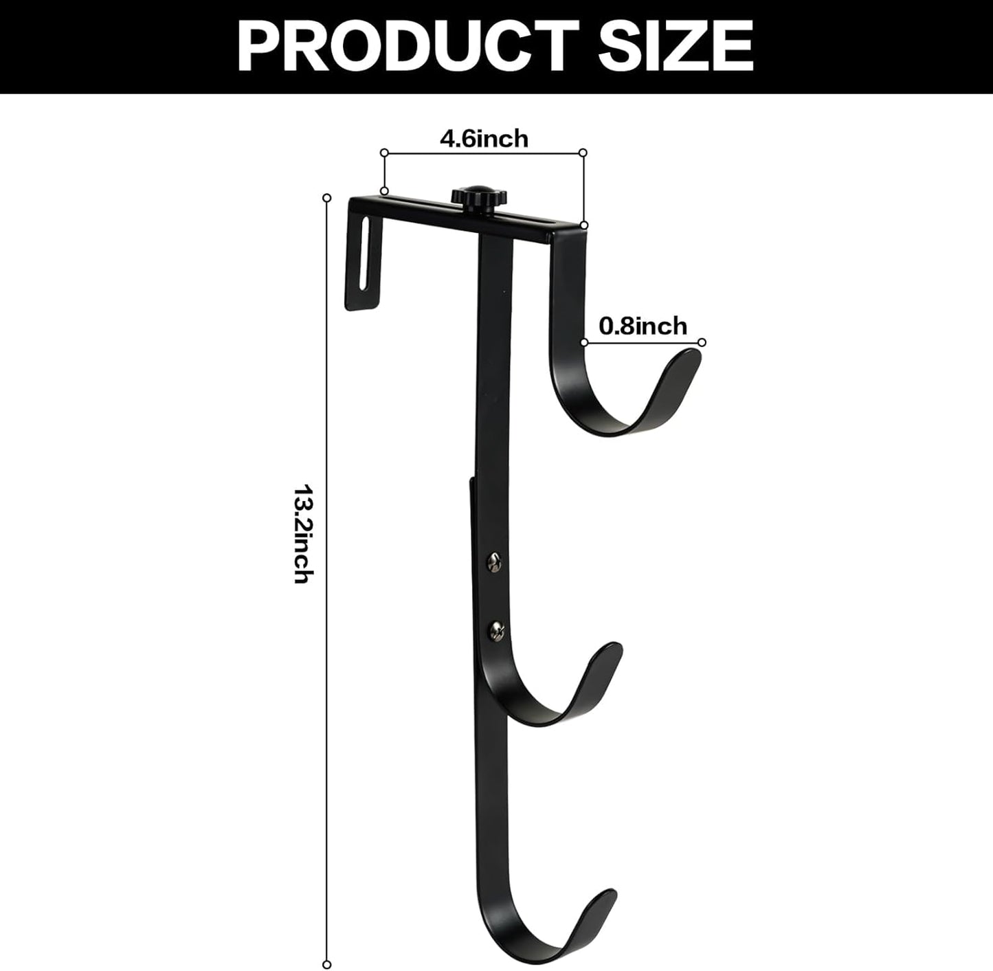 2Pcs Black Pool Pole Hangers, Adjustable Heavy Duty Swimming Pool Fence Hooks for Pool Equipment, Skimmers, Leaf Rakes, Nets, Brushes, Vacuum Hose, Garden Tool Organizer